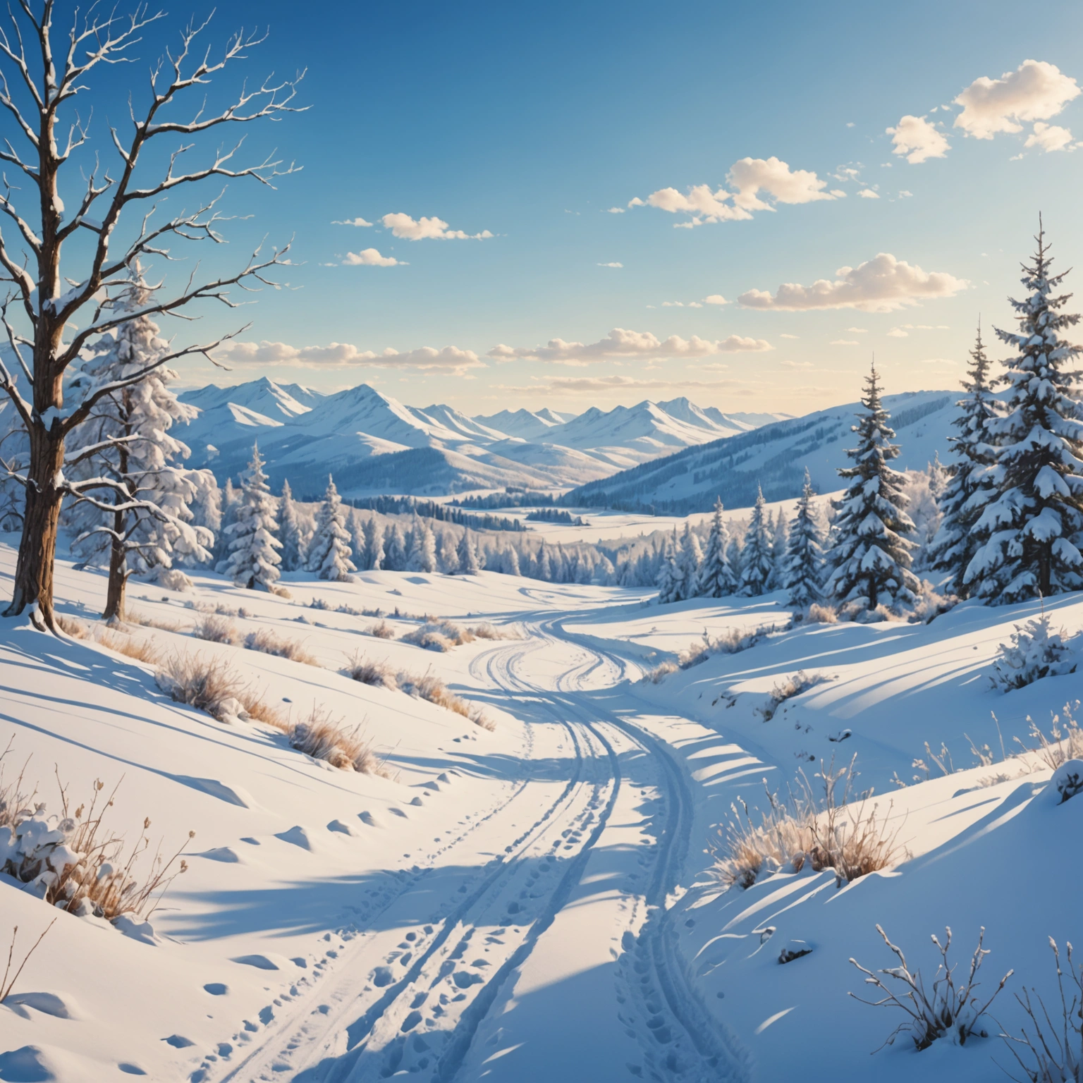 Зимний пейзаж: рисунок лёгкий и вдохновляющий для всех уровней